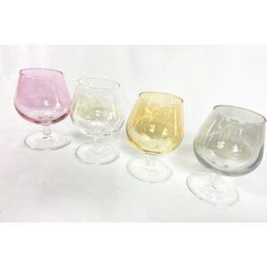 1970S Vintage French Small Rainbow Brandy Glass Set